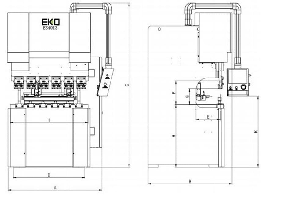 EKO 伺服式折床 ES4013 尺寸圖 - 銓增精密