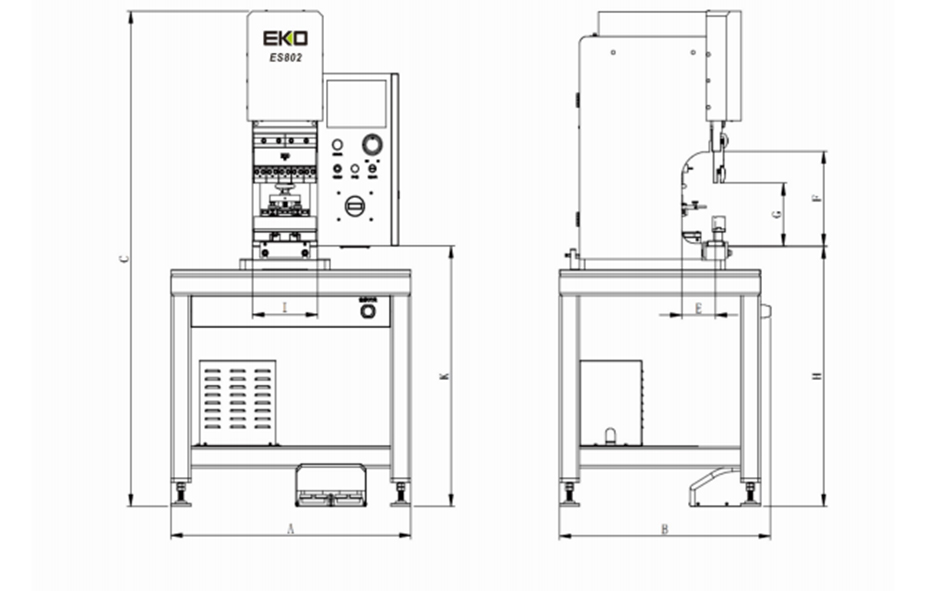 EKO 伺服式折床 ES802尺寸圖 - 銓增精密